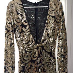 Gold and Black Sequin Romper